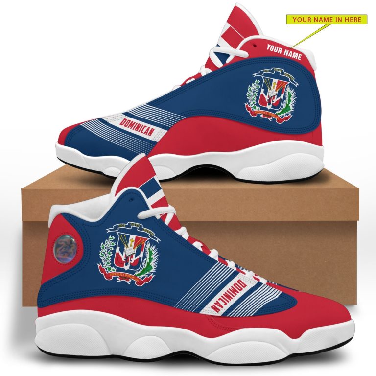 Personalized-Coat-Of-Arms-Of-The-Dominican-Republic-Red-Blue-Custom-Air-Jordan-13-Shoes-2