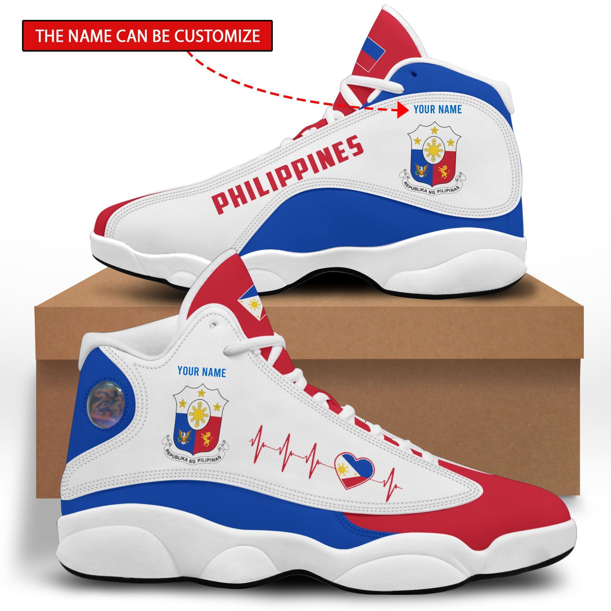 Personalized Coat Of Arms Of The Philippines Flag Custom Air Jordan 13 Shoes Personalized Coat Of Arms Of The Philippines Flag Custom Air Jordan 13 Shoes