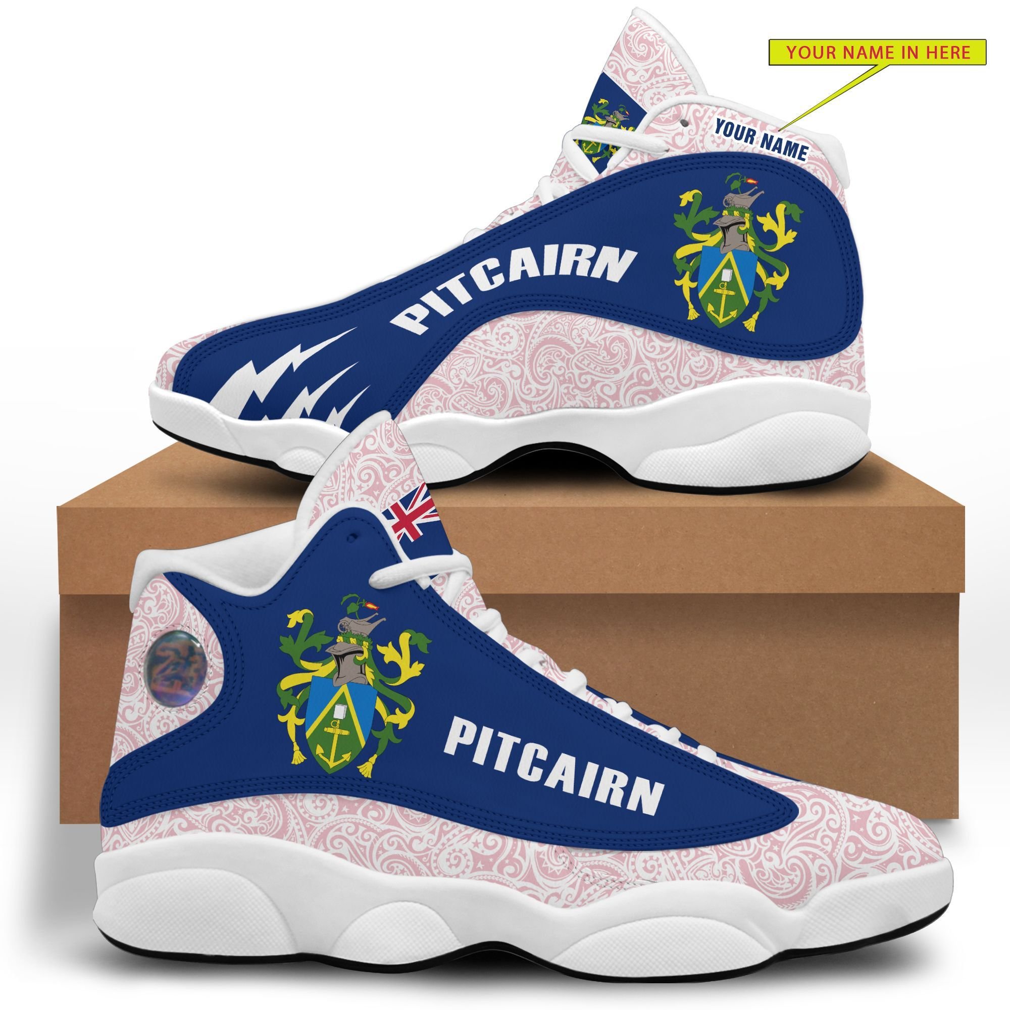 Personalized Coat Of Arms Of The Pitcairn Islands Custom Air Jordan 13 Shoes Personalized Coat Of Arms Of The Pitcairn Islands Custom Air Jordan 13 Shoes