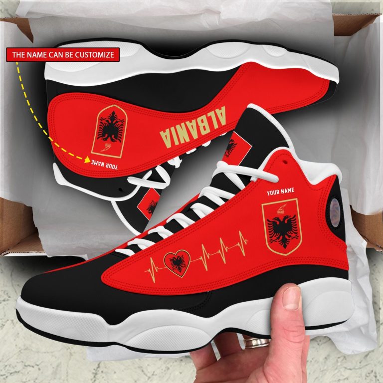Personalized-Coat-Of-Arms-Of-The-Republic-Of-Albania-Custom-Air-Jordan-13-Shoes-1