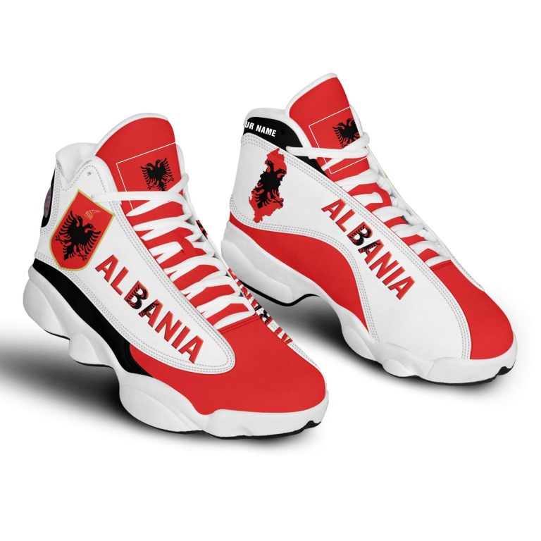 Personalized-Coat-Of-Arms-Of-The-Republic-Of-Albania-Red-White-Black-Custom-Air-Jordan-13-Shoes-1