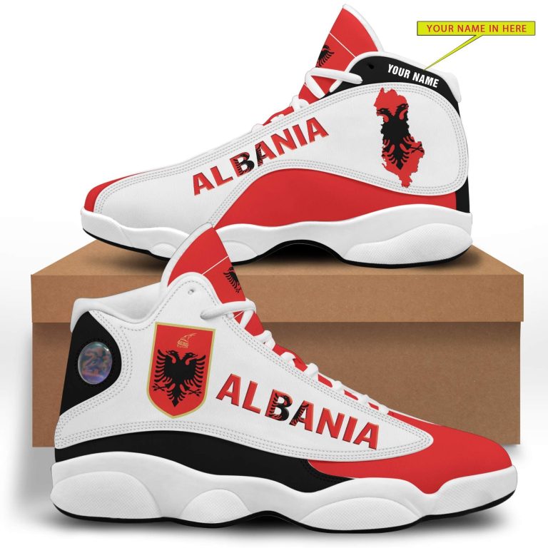 Personalized-Coat-Of-Arms-Of-The-Republic-Of-Albania-Red-White-Black-Custom-Air-Jordan-13-Shoes-3