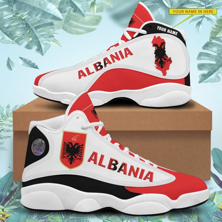 Personalized-Coat-Of-Arms-Of-The-Republic-Of-Albania-Red-White-Black-Custom-Air-Jordan-13-Shoes-4