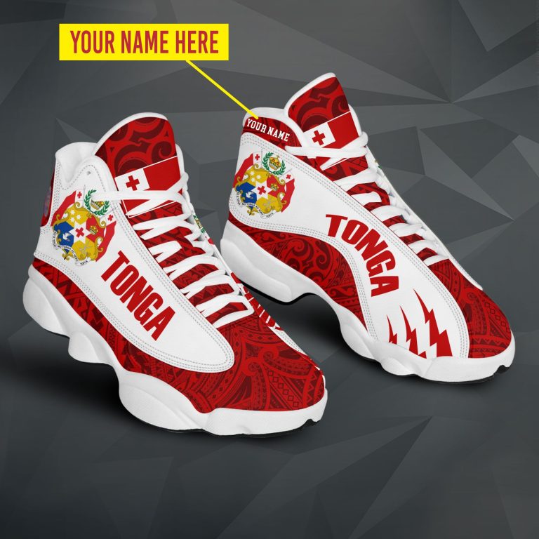 Personalized-Coat-Of-Arms-Of-Tonga-Red-White-Custom-Air-Jordan-13-Shoes-1