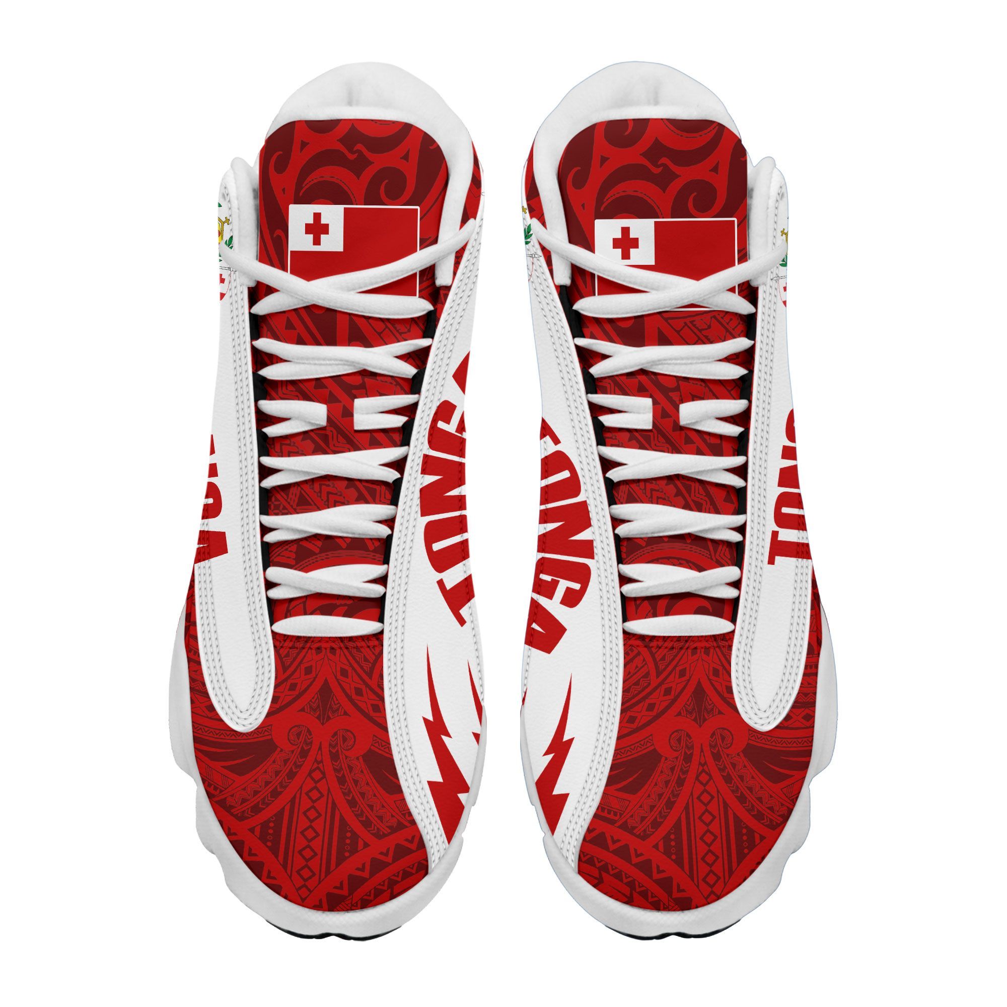 Personalized Coat Of Arms Of Tonga Red White Custom Air Jordan 13 Shoes Personalized Coat Of Arms Of Tonga Red White Custom Air Jordan 13 Shoes