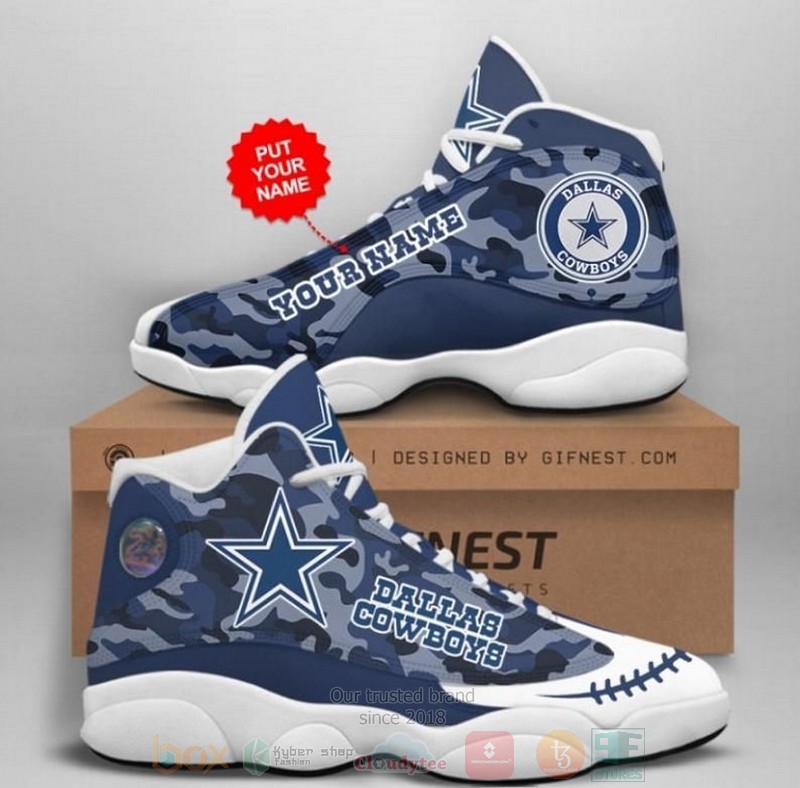 Personalized Dallas Cowboys Nfl Team Custom Blue Camo Air Jordan 13 Shoes Personalized Dallas Cowboys Nfl Team Custom Blue Camo Air Jordan 13 Shoes