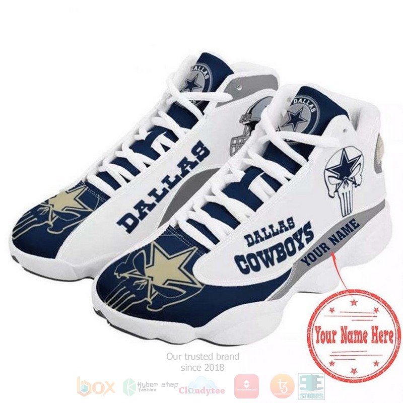 Personalized Dallas Cowboys Nfl Team Custom White Blue Air Jordan 13 Shoes Personalized Dallas Cowboys Nfl Team Custom White Blue Air Jordan 13 Shoes