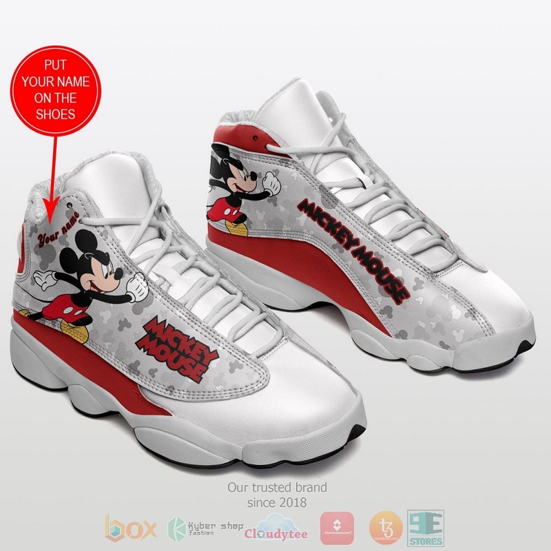 Personalized Disney Mickey Mouse Custom White Air Jordan 13 Shoes Personalized Disney Mickey Mouse Custom White Air Jordan 13 Shoes