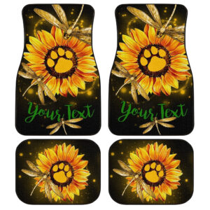 Personalized Dragonfly Car Floor Mats Custom Sunflower Dog Paw Car Accessories