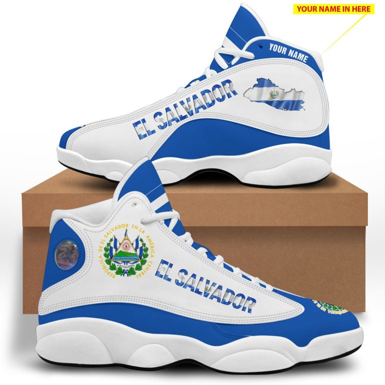 Personalized-El-Salvador-Blue-White-Custom-Air-Jordan-13-Shoes-1