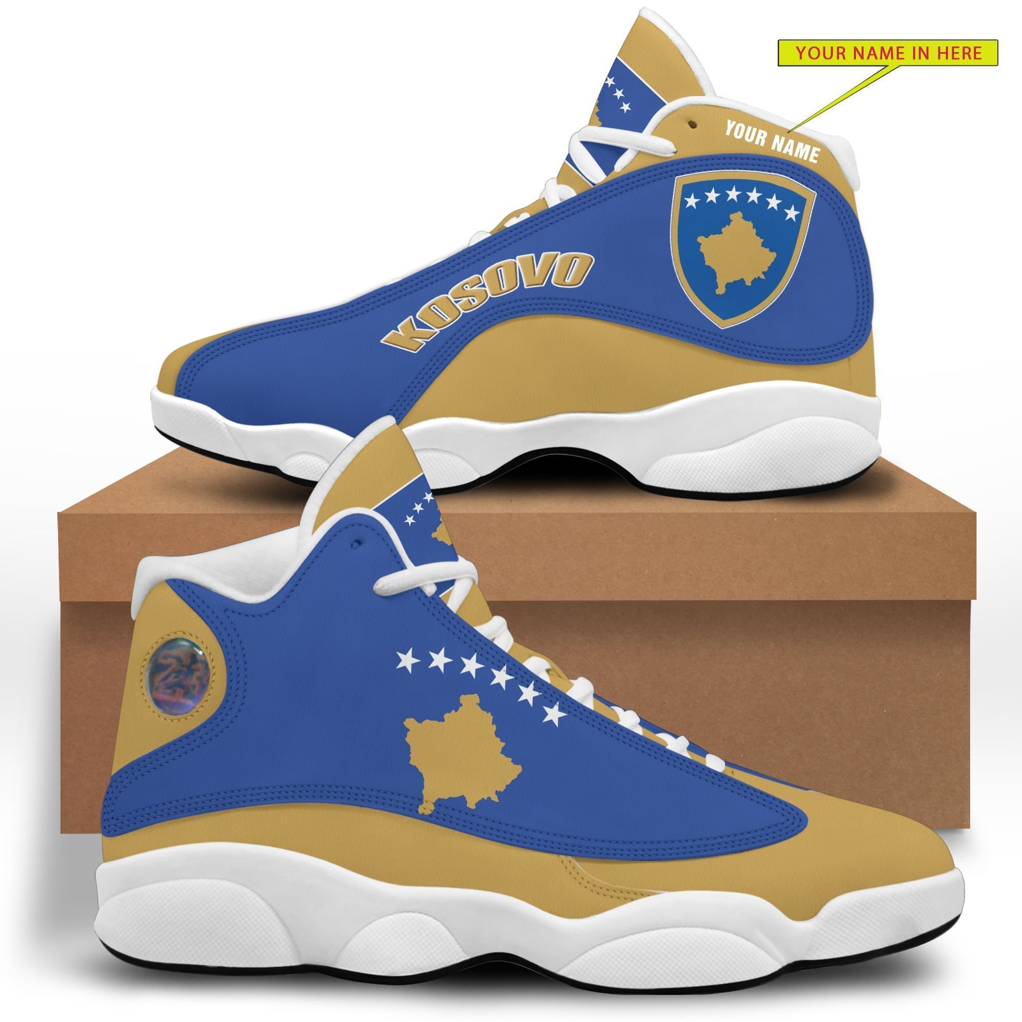 Personalized Emblem Of Kosovo Custom Air Jordan 13 Shoes Personalized Emblem Of Kosovo Custom Air Jordan 13 Shoes