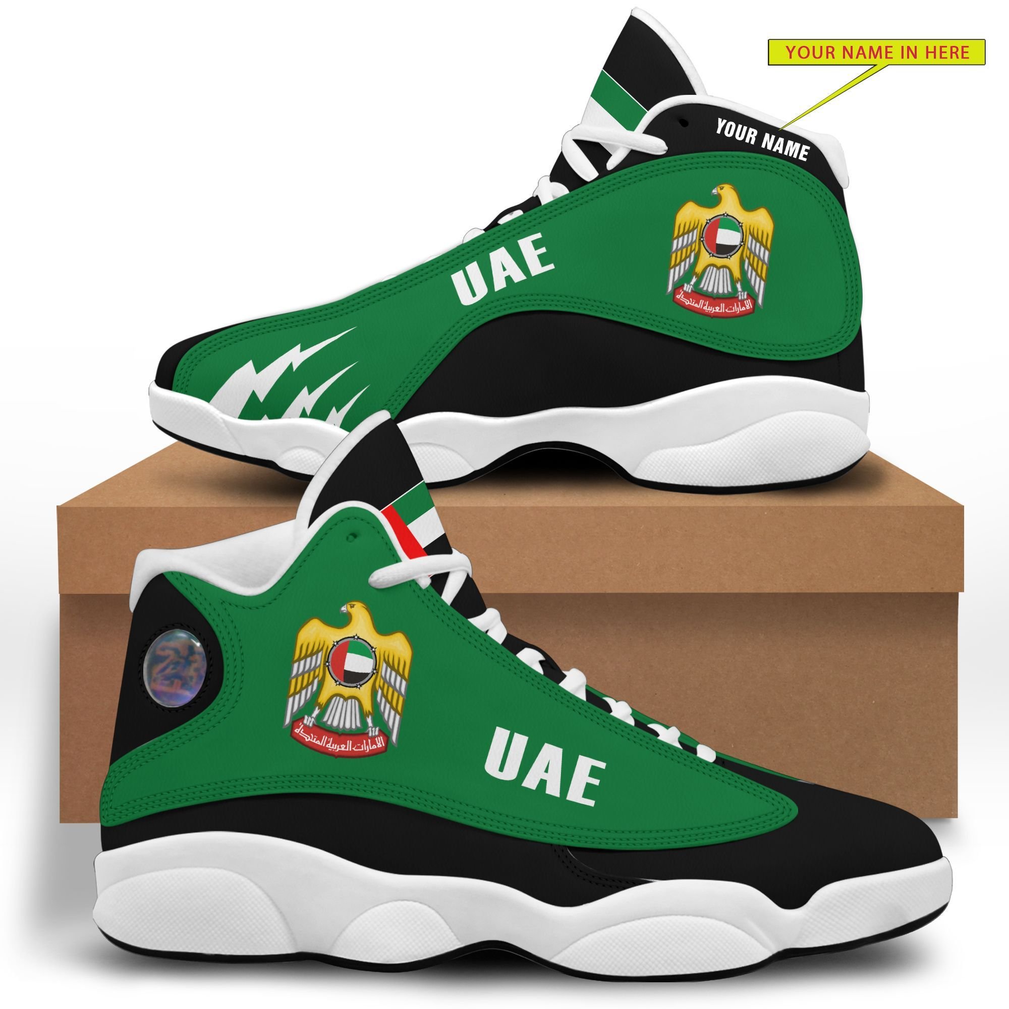 Personalized Emblem Of The United Arab Emirates Custom Air Jordan 13 Shoes Personalized Emblem Of The United Arab Emirates Custom Air Jordan 13 Shoes