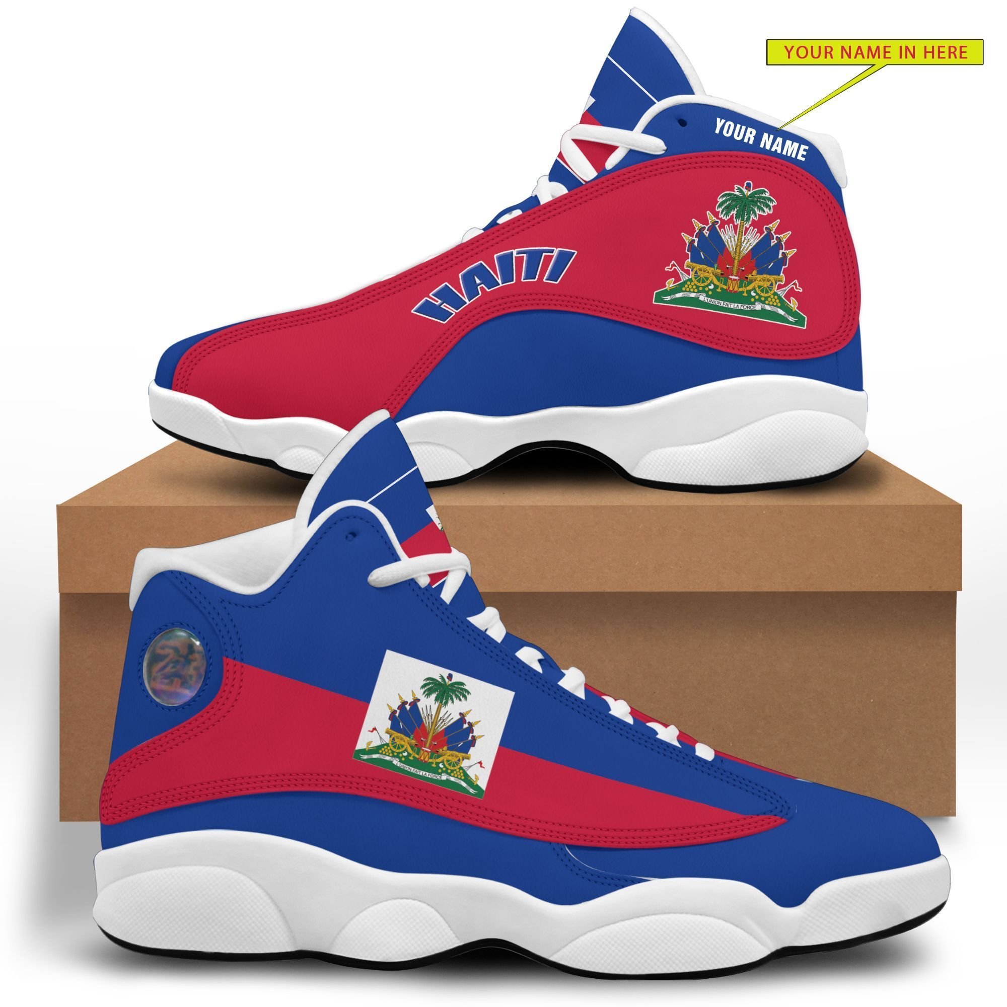 Personalized Haiti Blue Red Custom Air Jordan 13 Shoes Personalized Haiti Blue Red Custom Air Jordan 13 Shoes