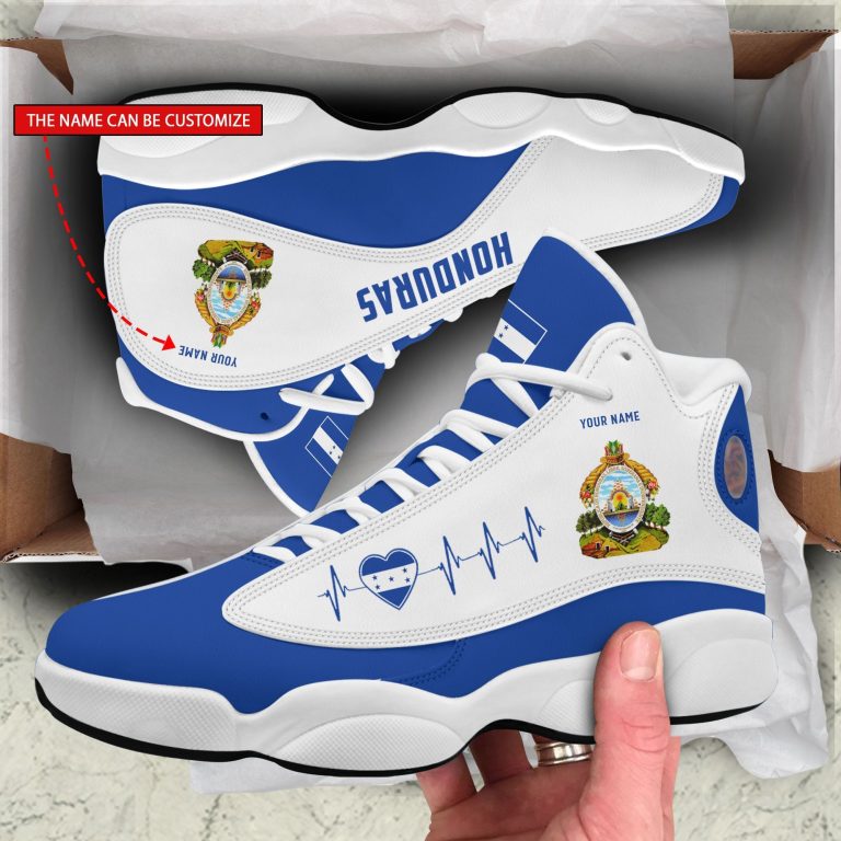 Personalized-Honduras-White-Blue-Custom-Air-Jordan-13-Shoes-1