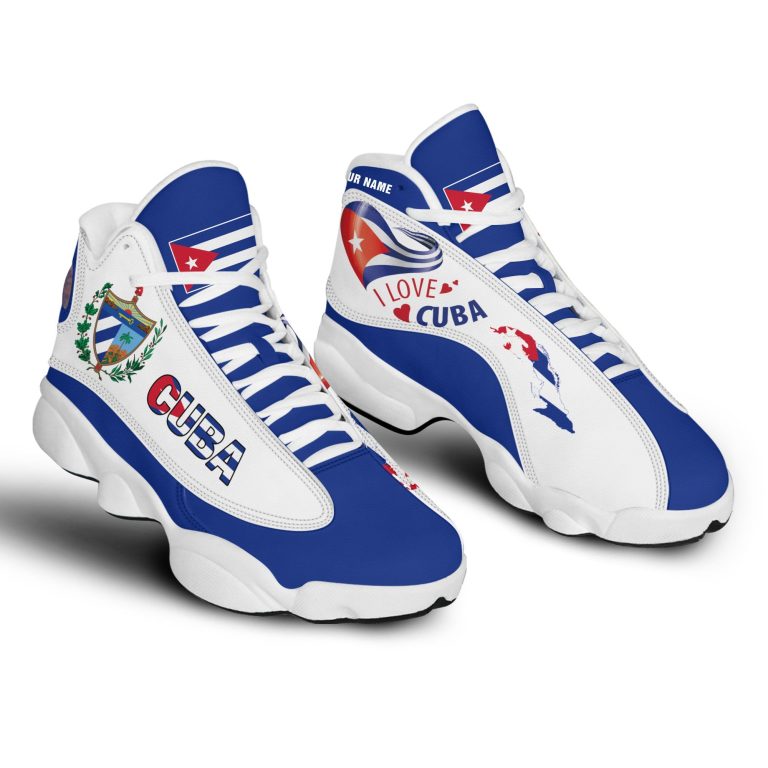 Personalized-I-Love-Cuba-Blue-White-Custom-Air-Jordan-13-Shoes-1