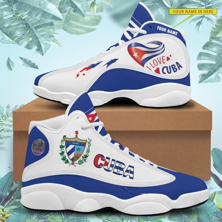 Personalized-I-Love-Cuba-Blue-White-Custom-Air-Jordan-13-Shoes-2