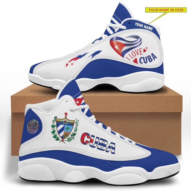Personalized-I-Love-Cuba-Blue-White-Custom-Air-Jordan-13-Shoes-4