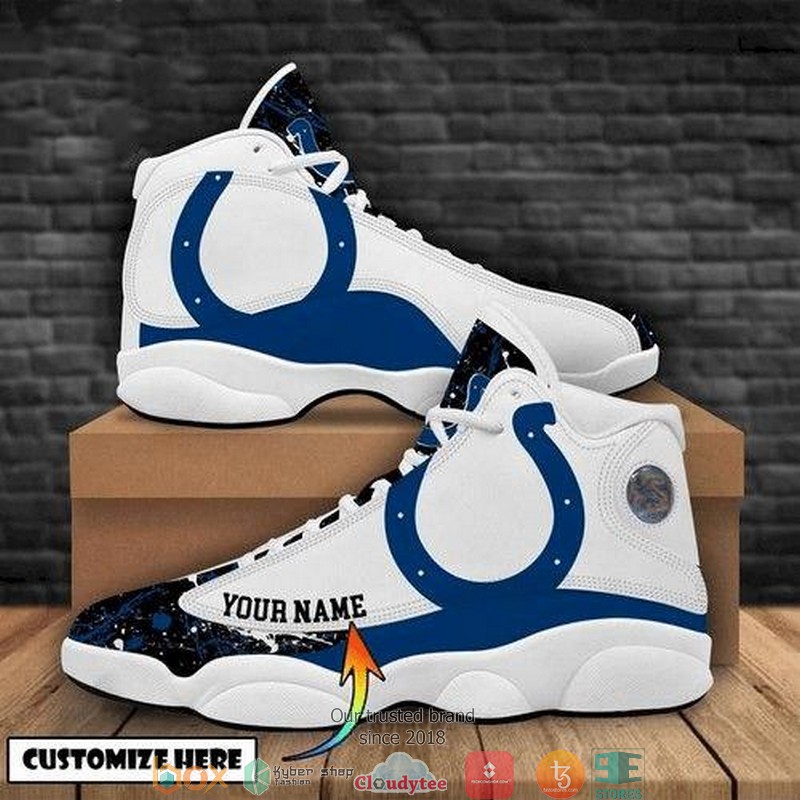 Personalized Indianapolis Colts Nfl Teams Football Big Logo Bling Bling Air Jordan 13 Sneaker Shoes Personalized Indianapolis Colts Nfl Teams Football Big Logo Bling Bling Air Jordan 13 Sneaker Shoes