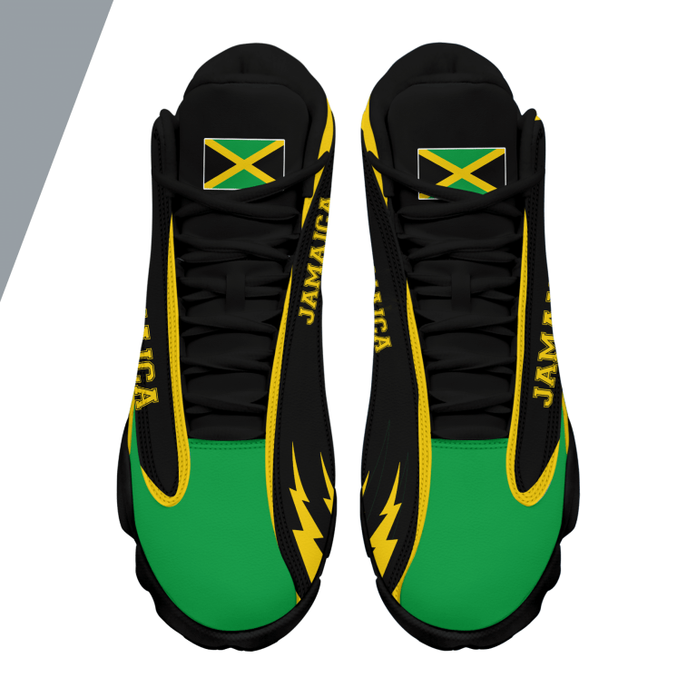 Personalized-Jamaica-Black-Green-Custom-Air-Jordan-13-Shoes-1
