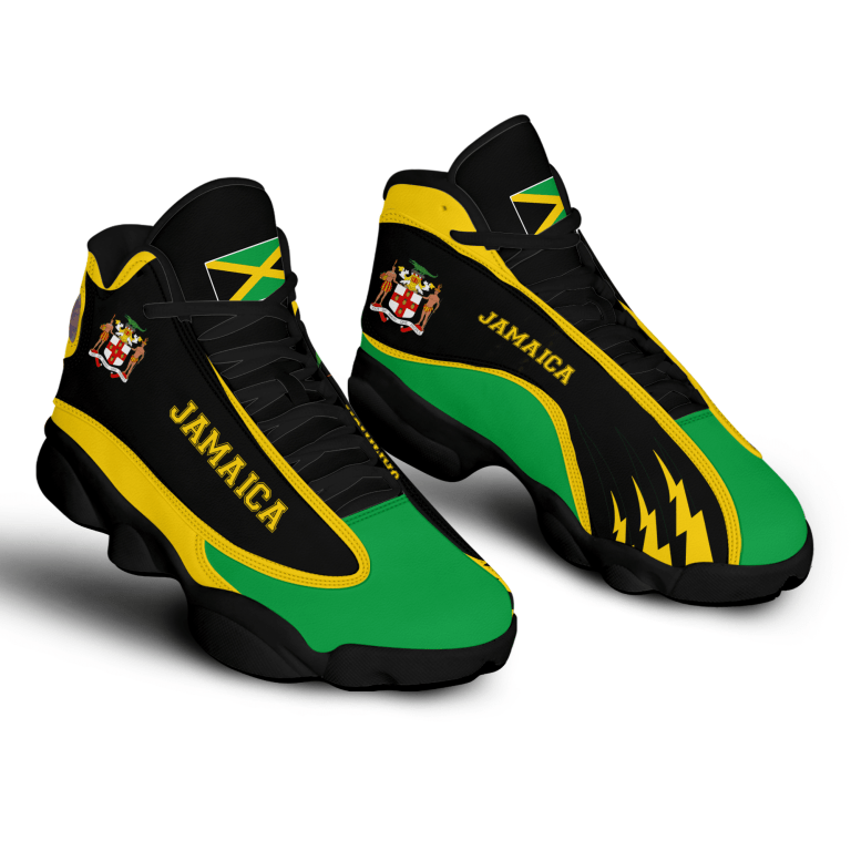 Personalized-Jamaica-Black-Green-Custom-Air-Jordan-13-Shoes-2