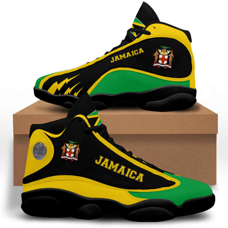 Personalized-Jamaica-Black-Green-Custom-Air-Jordan-13-Shoes-3