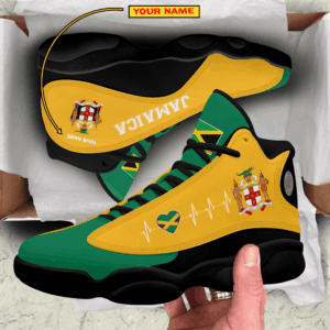 Personalized Jamaica Green Yellow Custom Air Jordan 13 Shoes