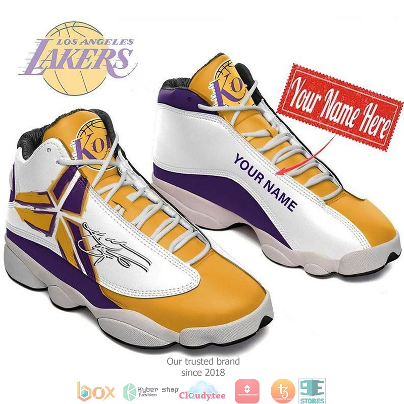 Personalized Kobe Bryant Football Los Angeles Lakers Nba Big Logo 7 Air Jordan 13 Sneaker Shoes Personalized Kobe Bryant Football Los Angeles Lakers Nba Big Logo 7 Air Jordan 13 Sneaker Shoes
