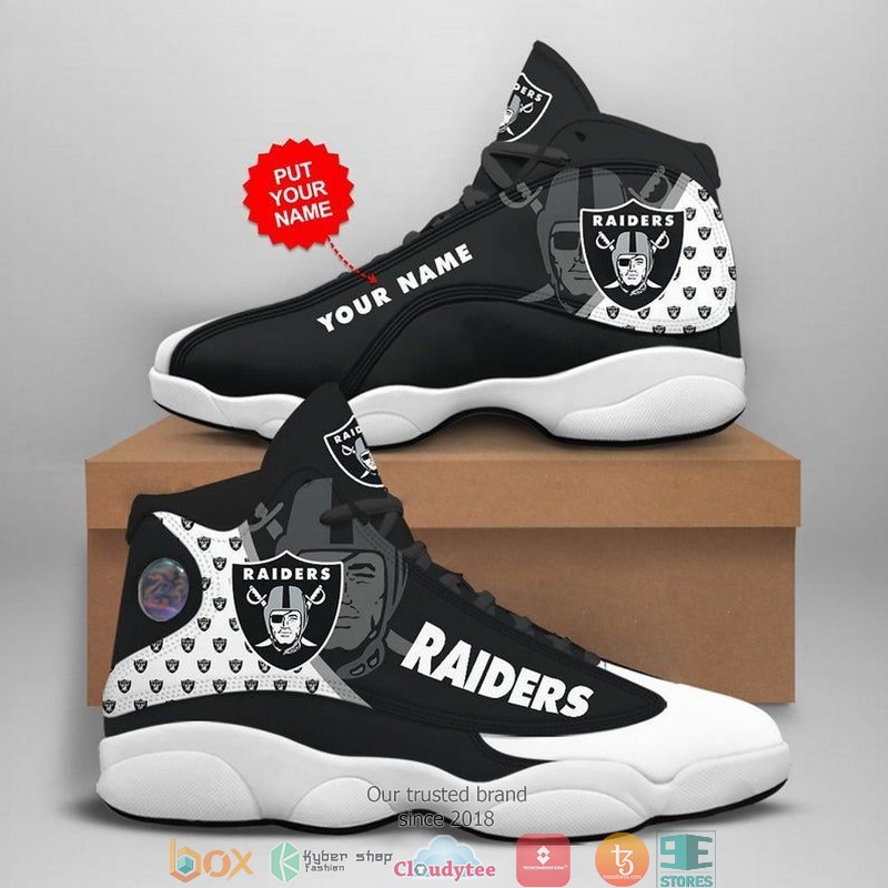 Personalized Las Vegas Raiders Nfl Fan Big Logo Air Jordan 13 Sneaker Shoes Personalized Las Vegas Raiders Nfl Fan Big Logo Air Jordan 13 Sneaker Shoes