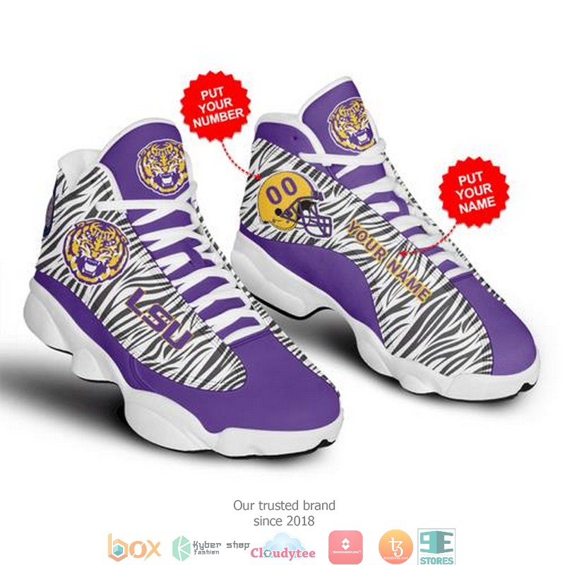 Personalized Lsu Tigers And Lady Tigers Ncaa Teams Football Big Logo Air Jordan 13 Sneaker Shoes Personalized Lsu Tigers And Lady Tigers Ncaa Teams Football Big Logo Air Jordan 13 Sneaker Shoes
