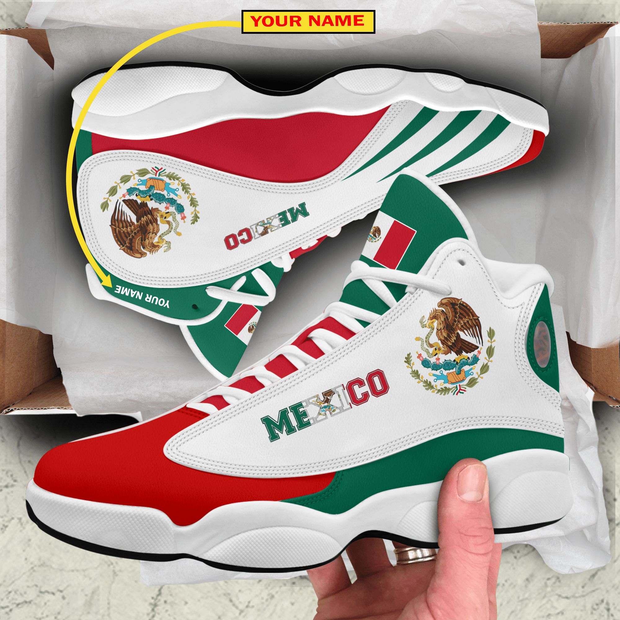Personalized Mexico Green Red White Custom Air Jordan 13 Shoes Personalized Mexico Green Red White Custom Air Jordan 13 Shoes