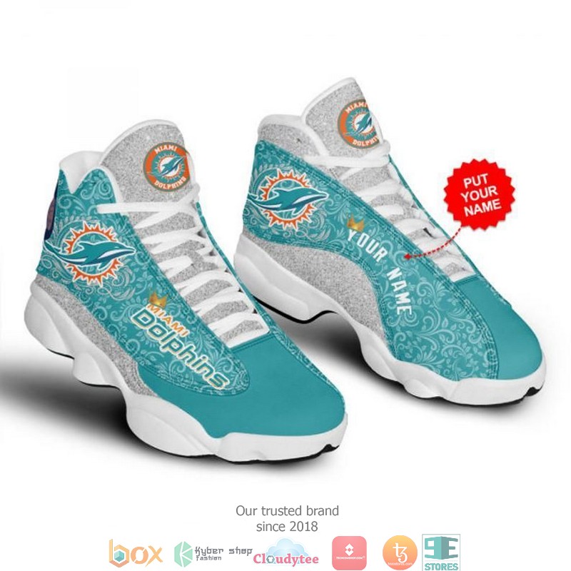 Personalized Miami Dolphins Football Nfl 18 Big Logo Air Jordan 13 Sneaker Shoes Personalized Miami Dolphins Football Nfl 18 Big Logo Air Jordan 13 Sneaker Shoes