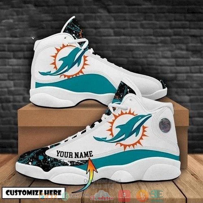 Personalized Miami Dolphins Nfl Football Team Big Logo 34 Gift Air Jordan 13 Sneaker Shoes Personalized Miami Dolphins Nfl Football Team Big Logo 34 Gift Air Jordan 13 Sneaker Shoes