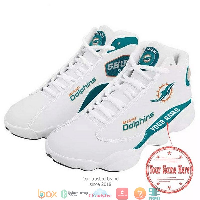 Personalized Miami Dolphins Nfl Team Big Logo Air Jordan 13 Sneaker Shoes Personalized Miami Dolphins Nfl Team Big Logo Air Jordan 13 Sneaker Shoes