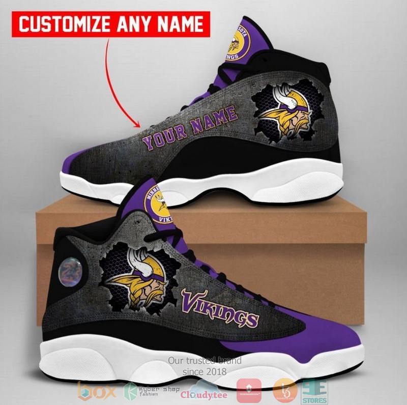 Personalized Minnesota Vikings Nfl Big Logo Football Team 4 Air Jordan 13 Sneaker Shoes Personalized Minnesota Vikings Nfl Big Logo Football Team 4 Air Jordan 13 Sneaker Shoes
