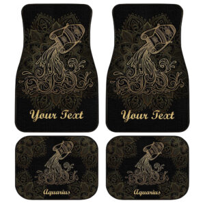 Personalized Name Aquarius Car Floor Mats Custom Zodiac Sign Aquarius Car Accessories Gifts Idea