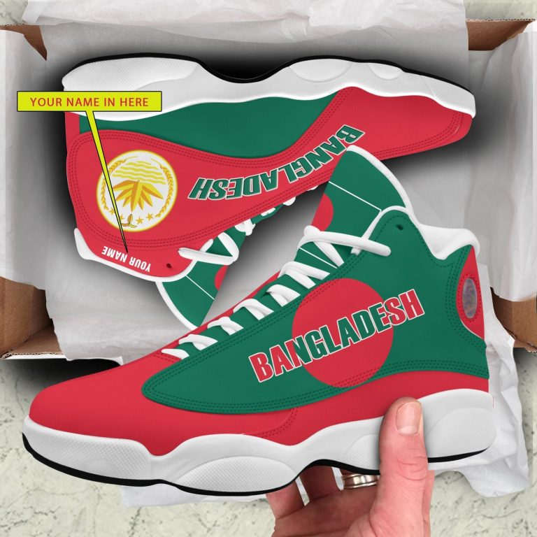 Personalized-National-Emblem-Of-Bangladesh-Green-Red-Custom-Air-Jordan-13-Shoes-1