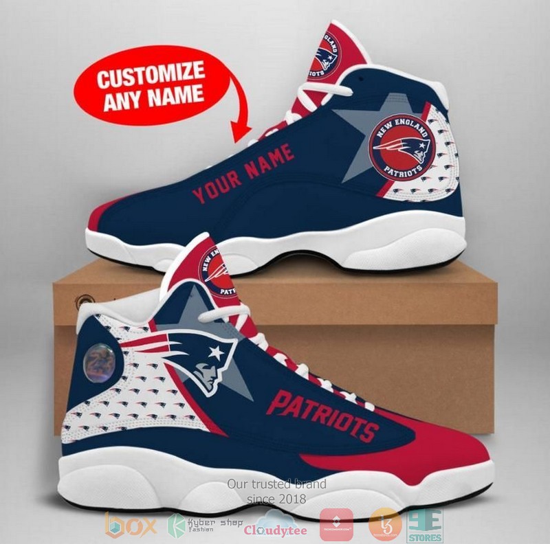 Personalized New England Patriots Nfl Big Logo Football Team 2 Air Jordan 13 Sneaker Shoes Personalized New England Patriots Nfl Big Logo Football Team 2 Air Jordan 13 Sneaker Shoes