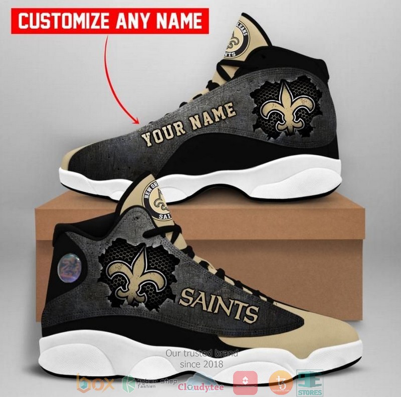 Personalized New Orleans Saints Nfl Big Logo Football Team Air Jordan 13 Sneaker Shoes Personalized New Orleans Saints Nfl Big Logo Football Team Air Jordan 13 Sneaker Shoes