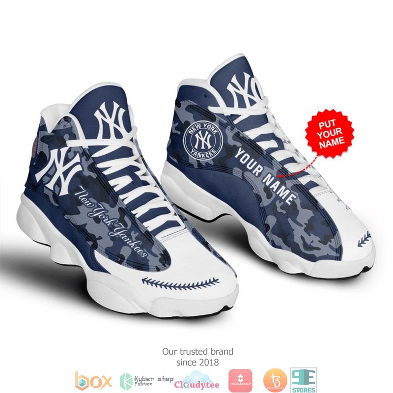 Personalized New York Yankees Mlb Camo Blue Air Jordan 13 Sneaker Shoes Personalized New York Yankees Mlb Camo Blue Air Jordan 13 Sneaker Shoes