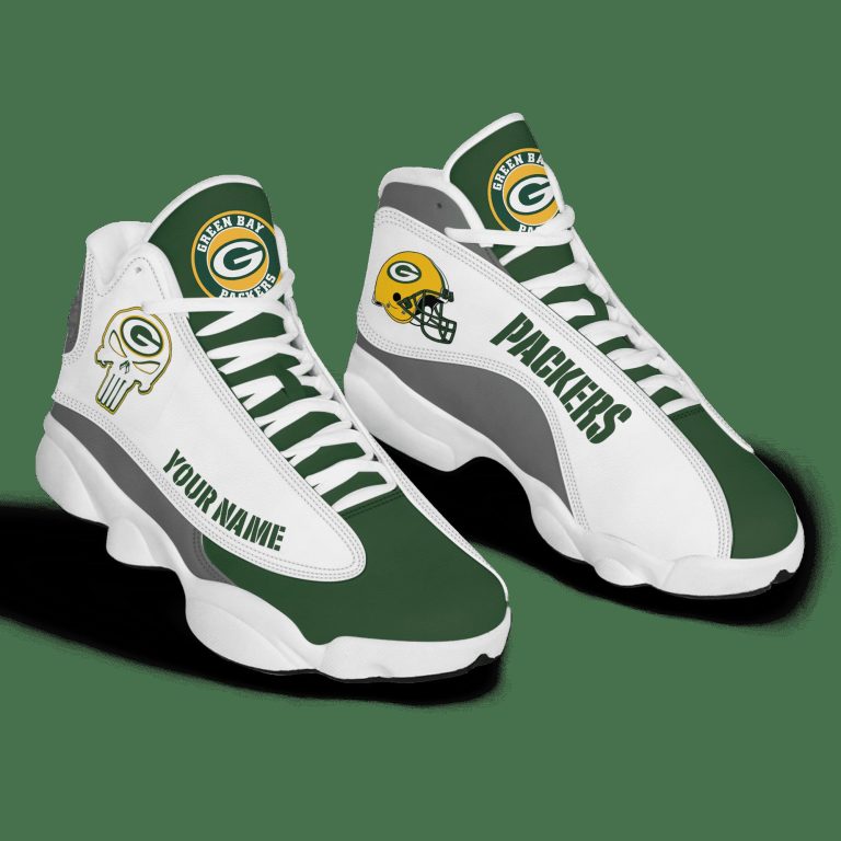 Personalized-Nfl-Green-Bay-Packers-Skull-Helmet-Air-Jordan-13-Shoes-4