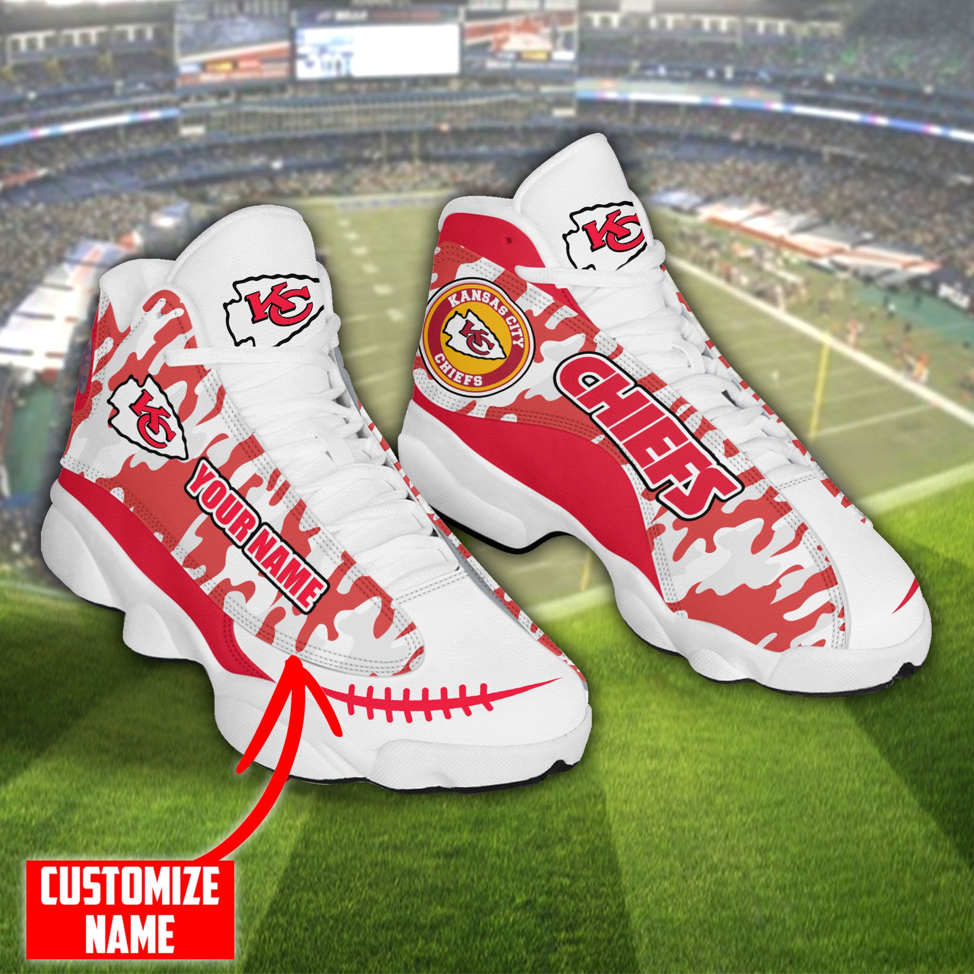 Personalized Nfl Kansas City Chiefs Camo Red Air Jordan 13 Shoes Personalized Nfl Kansas City Chiefs Camo Red Air Jordan 13 Shoes