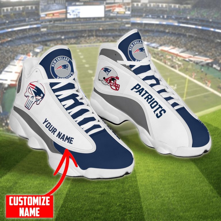 Personalized-Nfl-New-England-Patriots-Skull-Helmet-Air-Jordan-13-Shoes-1