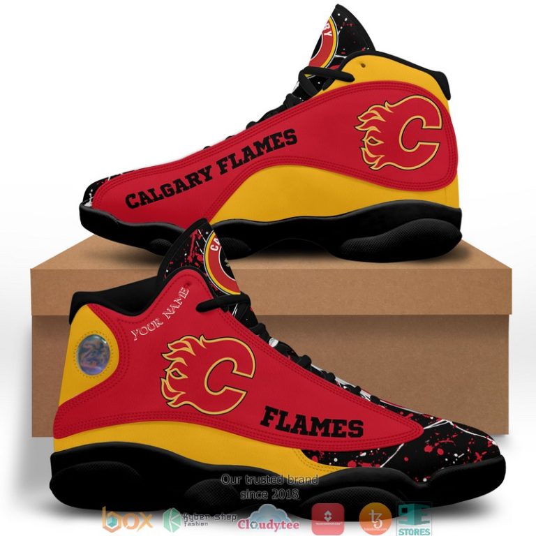 Personalized-Nhl-Calgary-Flames-Air-Jordan-13-Shoes-3