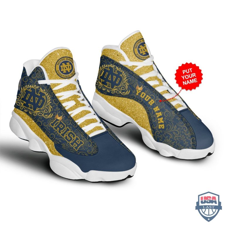 Personalized-Notre-Dame-Fighting-Irish-Glitter-Air-Jordan-13-Shoes-2