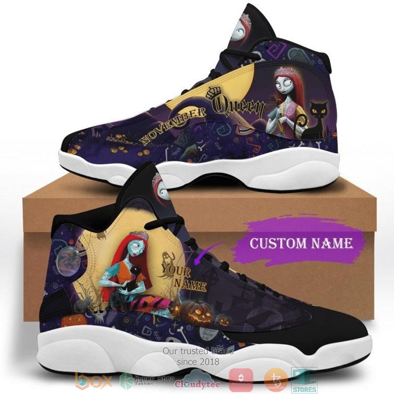 Personalized November Queen Halloween Sally The Nightmare Before Christmas Air Jordan 13 Sneaker Shoes Personalized November Queen Halloween Sally The Nightmare Before Christmas Air Jordan 13 Sneaker Shoes