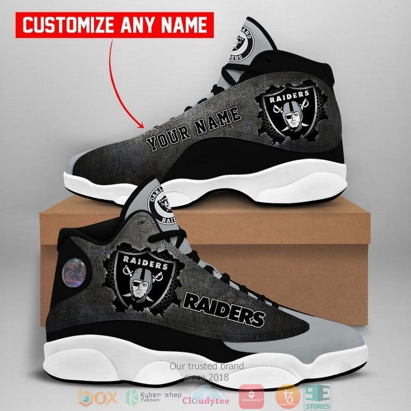 Personalized Oakland Raiders Nfl Football Team Air Jordan 13 Sneaker Shoes Personalized Oakland Raiders Nfl Football Team Air Jordan 13 Sneaker Shoes