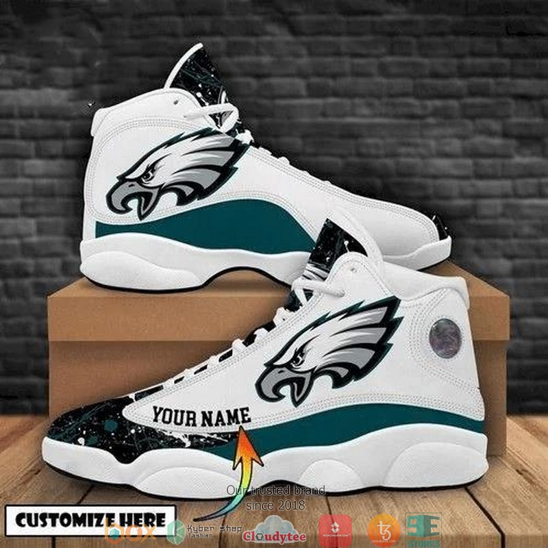 Personalized Philadelphia Eagles Nfl Football Teams Big Logo Air Jordan 13 Sneaker Shoes Personalized Philadelphia Eagles Nfl Football Teams Big Logo Air Jordan 13 Sneaker Shoes