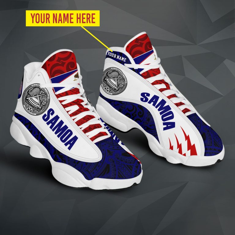 Personalized-Samoa-White-Blue-Custom-Air-Jordan-13-Shoes-2