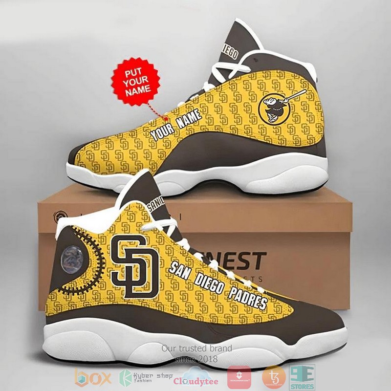 Personalized San Diego Padres Football Mlb Big Logo Air Jordan 13 Sneaker Shoes Personalized San Diego Padres Football Mlb Big Logo Air Jordan 13 Sneaker Shoes