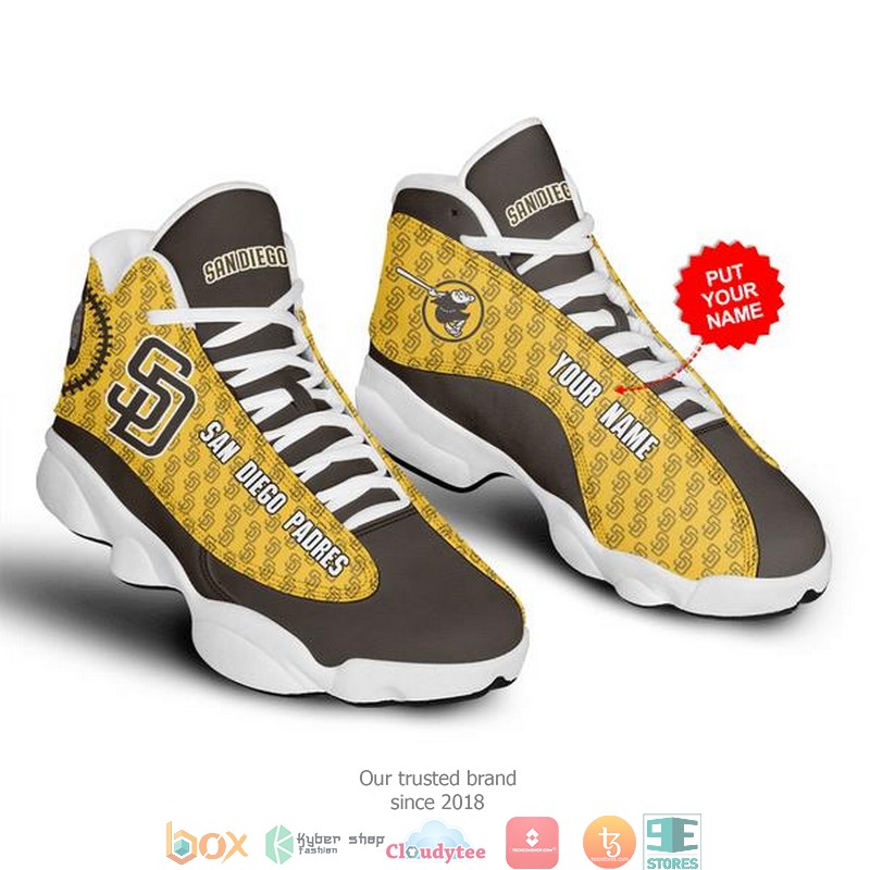 Personalized San Diego Padres Mlb 3 Yellow Air Jordan 13 Sneaker Shoes Personalized San Diego Padres Mlb 3 Yellow Air Jordan 13 Sneaker Shoes